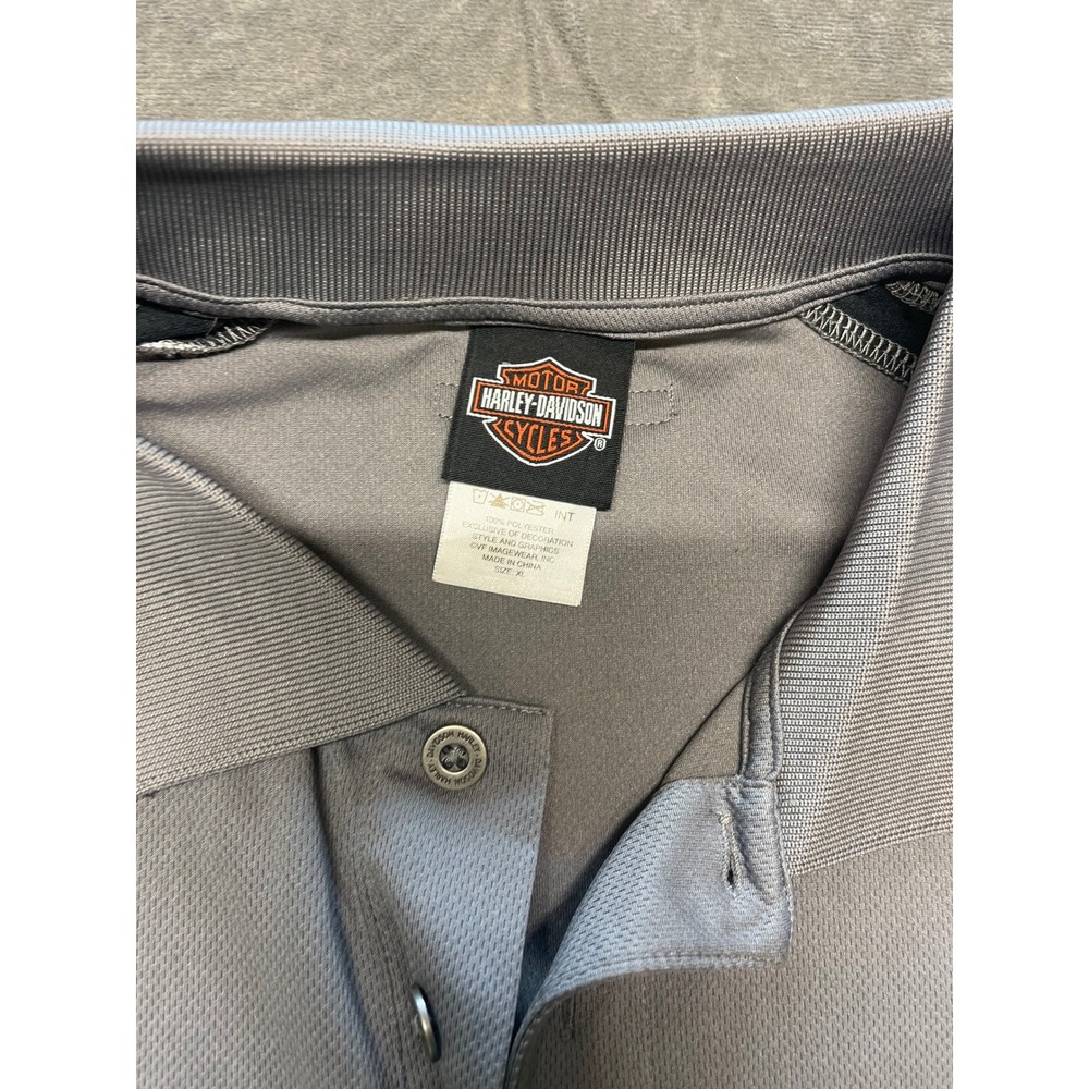 Mens Harley Davidson Smoky Mountain Cycles Gray Polo Shirt XL - Picture 4 of 7